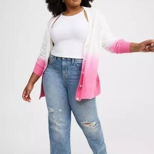 🆕️💕 3X TORRID OMBRE PINK DROP SHOULDER CARDIGAN - BUTTON UP💕